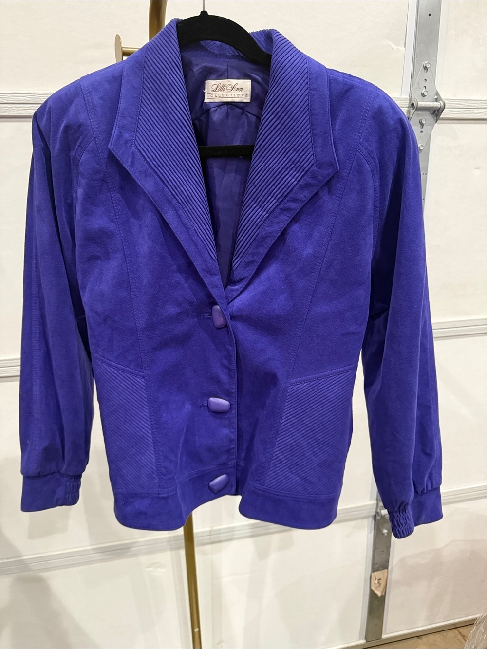 Vintage Suede Purple Button-Front Jacket